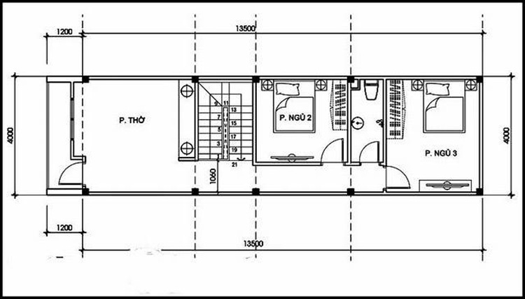 bản vẽ nhà 2 tầng 4x20