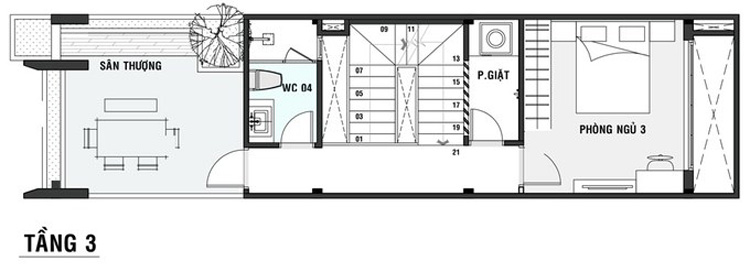 bản vẽ cad nhà 3 tầng 4x16