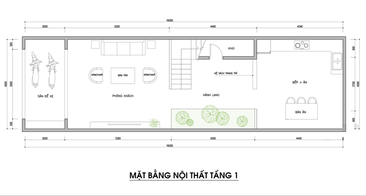 Bản vẽ nhà phố 3 tầng 4x16m phong cách Scandinavian