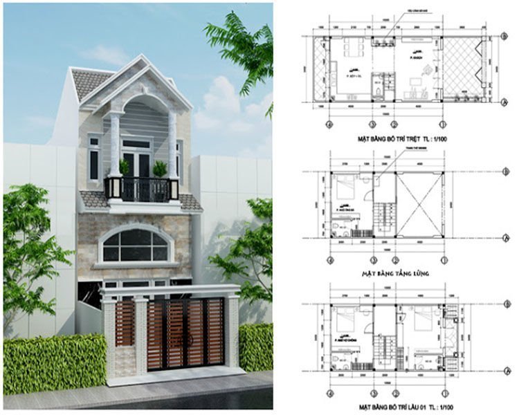 Mẫu nhà đẹp 2 tầng mái thái