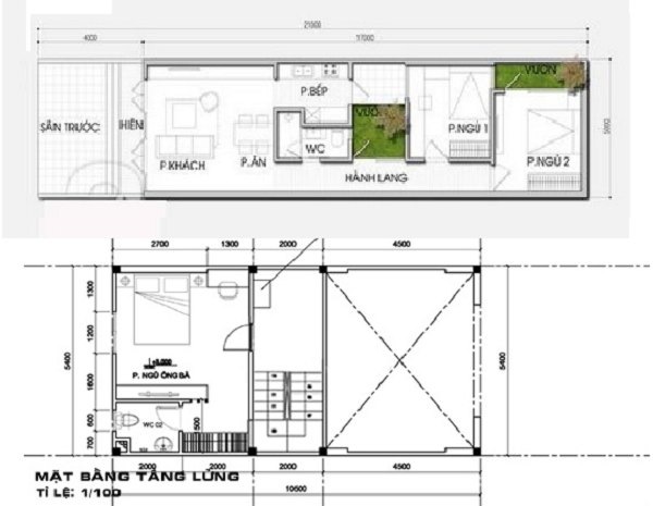 Mẫu nhà ống có gác lửng