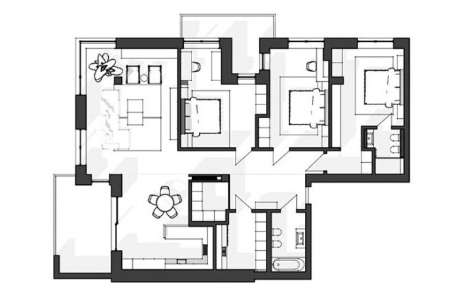 Mẫu thiết kế nội thất căn hộ 160m2 3 phòng ngủ với điểm nhấn màu nâu đỏ