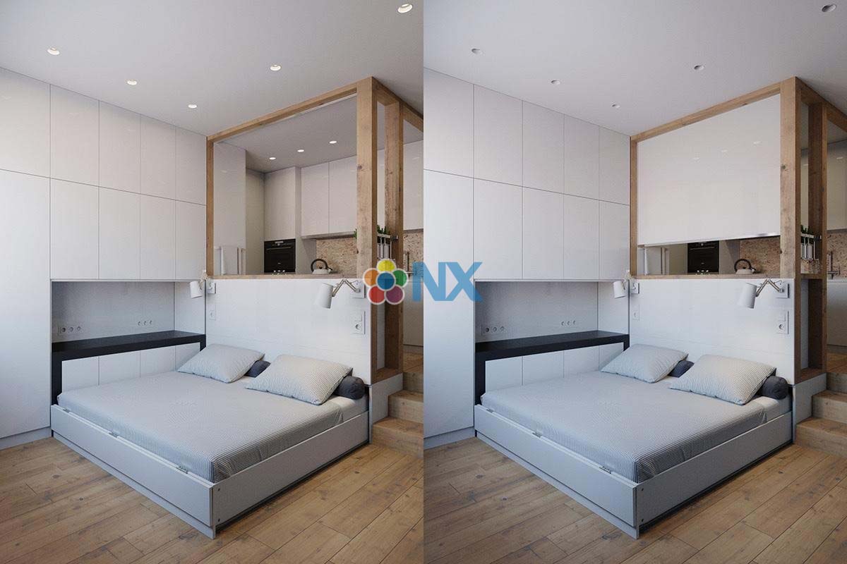 Thiết kế căn hộ chung cư 45m2 2 phòng ngủ