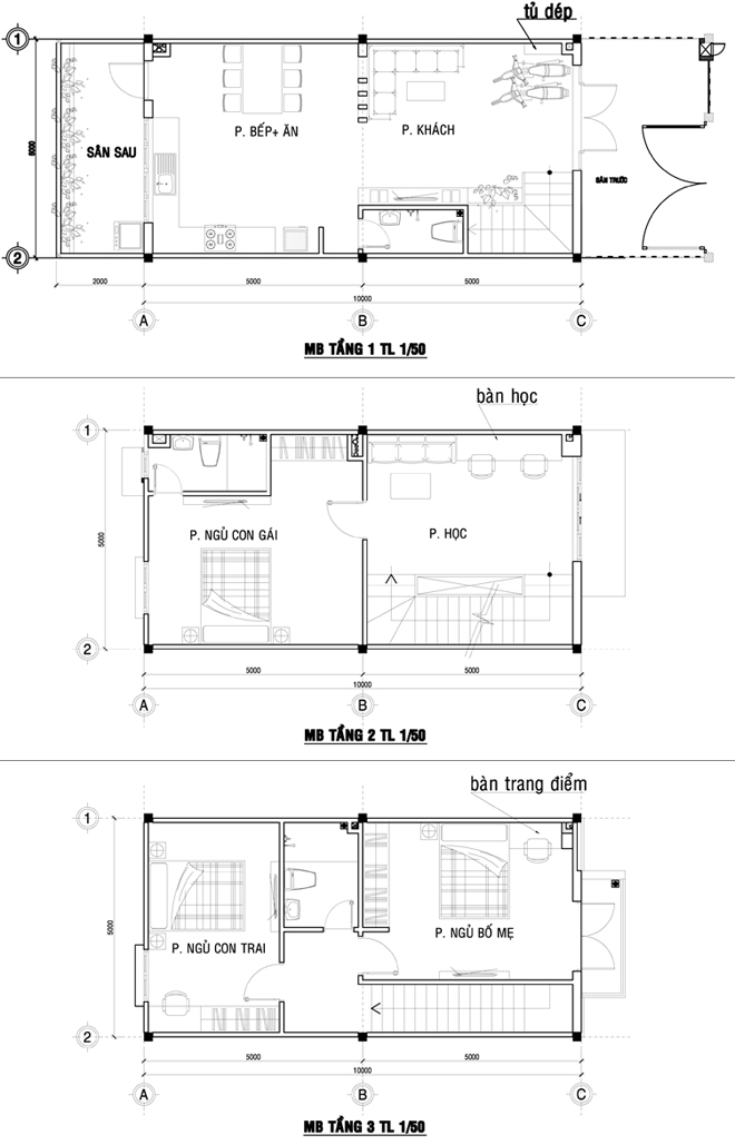 chi phí xây nhà 3 tầng