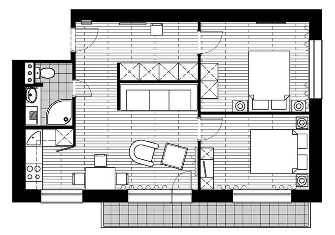 thiết kế căn hộ 56m2