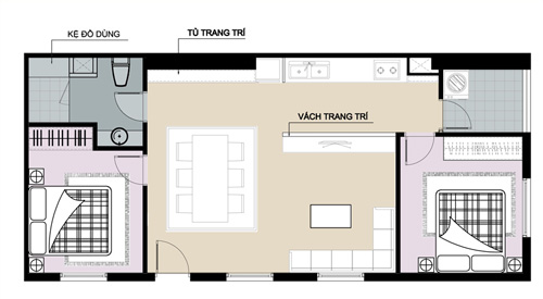 Thiết kế căn hộ 72m2