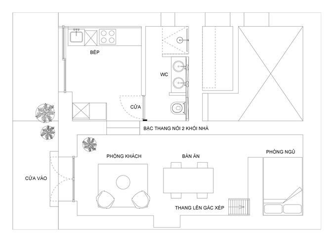 Thiết kế nhà 45m2 2 phòng ngủ