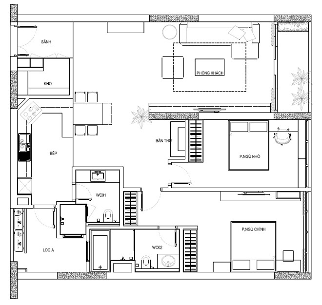 Thiết kế nội thất chung cư 120m2