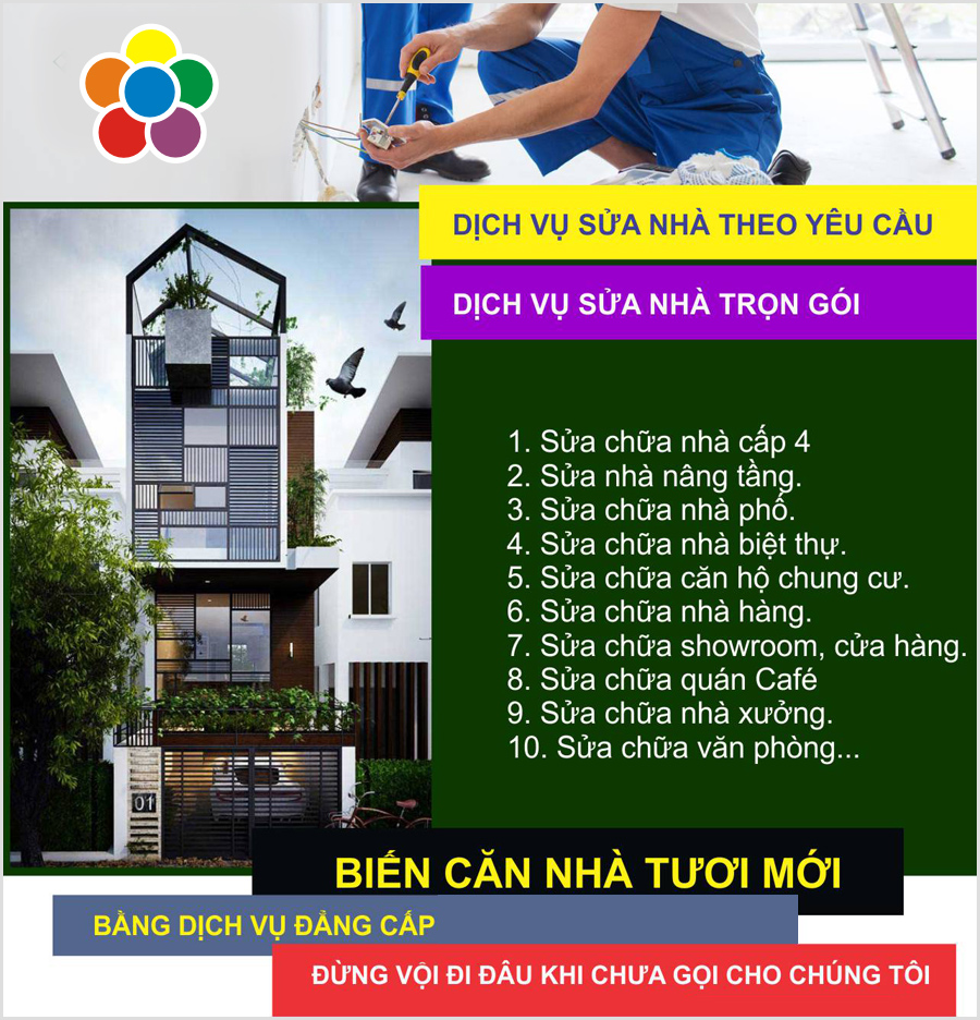 Các dịch vụ sửa chữa cải tạo nhà gồm có