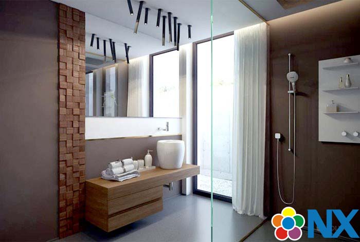 Thiết kế nội thất phòng ngủ kết hợp phòng tắm rộng rãi
